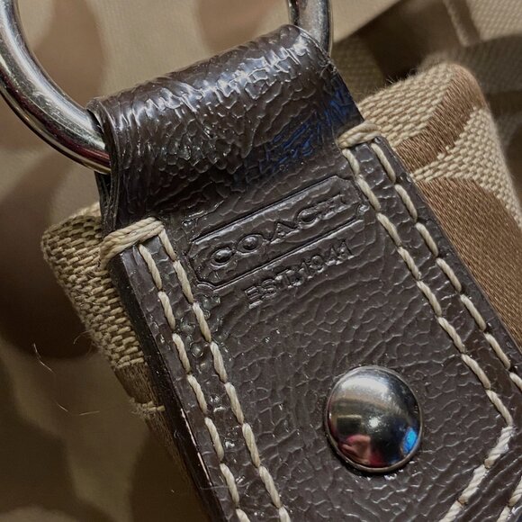 Coach Signature Brown & Tan Crossbody Bag Adjustable Strap logo F19220 coach - Picture 2 of 12